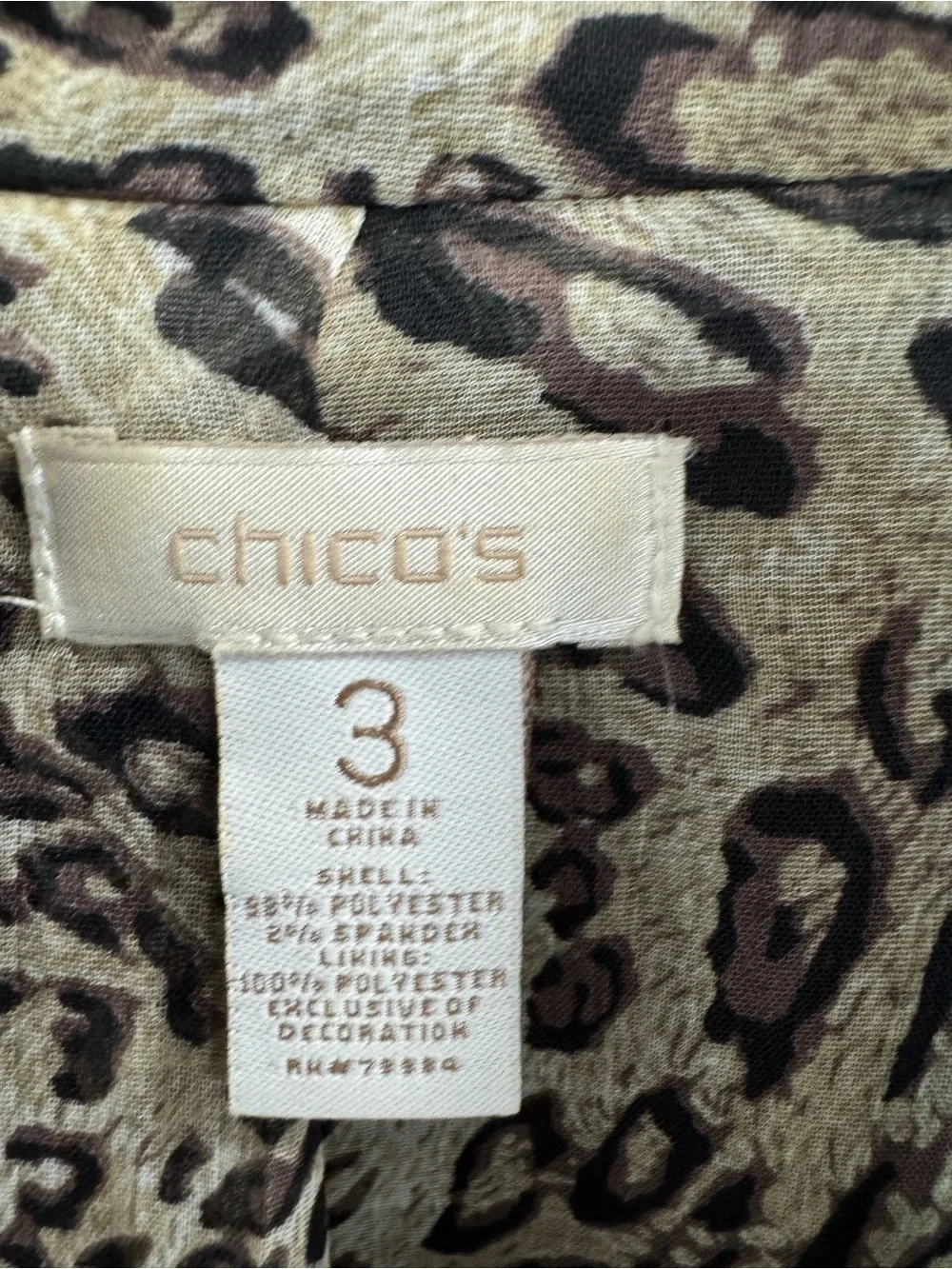 Chico's XL Black Gold Open-Front Blazer Braided Trim Animal LS Jacket